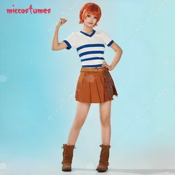 HAIKYUU Women's Cosplay Costume Striped V Neck Short Sleeve Top and Skirt with Belt for Cosplay Halloween