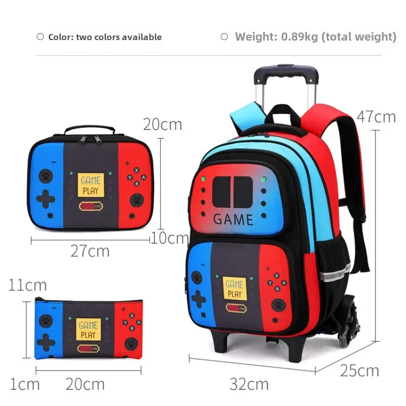 New Game Console Trolley School Bag Stylish Cartoon Student Backpack Large-capacity Dual-use Climbable Stairs Light Boys Gifts