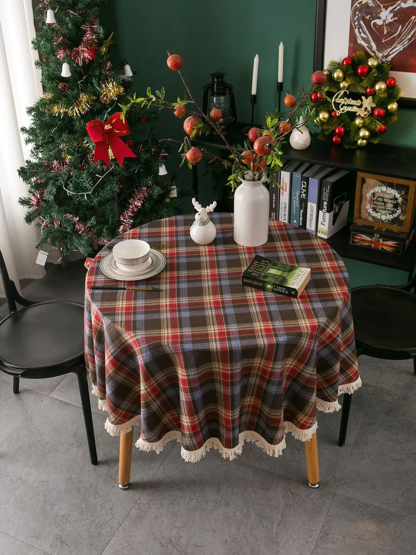 Weihnachten Plaid Tischdecke Tischläufer Serviette Festliche Hochzeit Weihnachten Party Abendessen Waschbar Wiederverwendbare Tischdecke Desktop