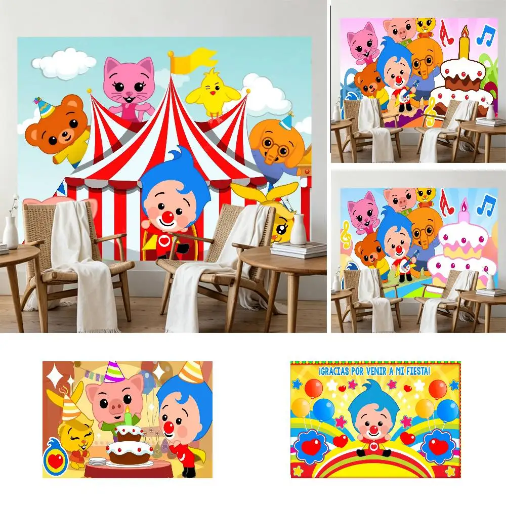 Fondo navideño de dibujos animados Plim Plim para fotografía, conejito, huevos de Pascua, tablero de madera vintage, decoración para fiesta de cumpleaños infantil