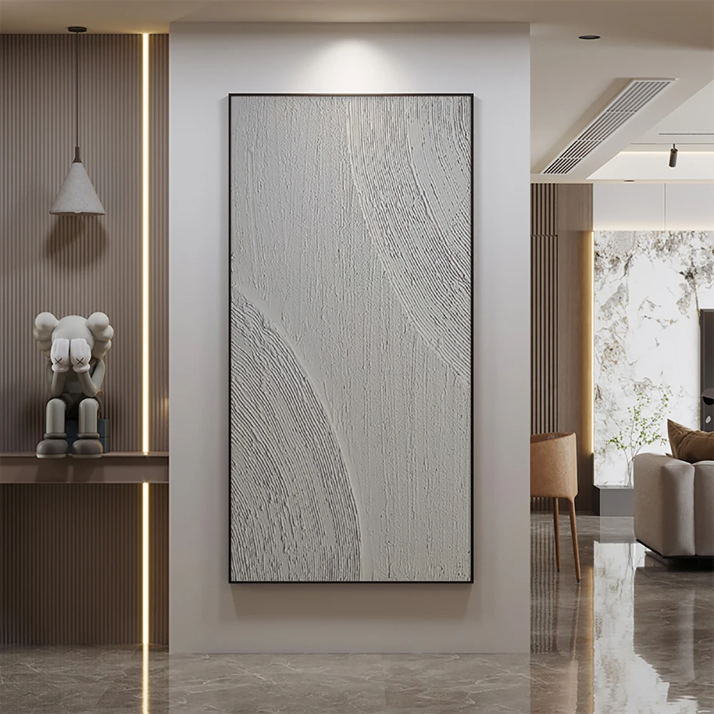 

Abstract Artistic Painting Soild White Oil Painting Decoration Living Room Minimalist Handmade Porch Mural Room Decor Aesthetic