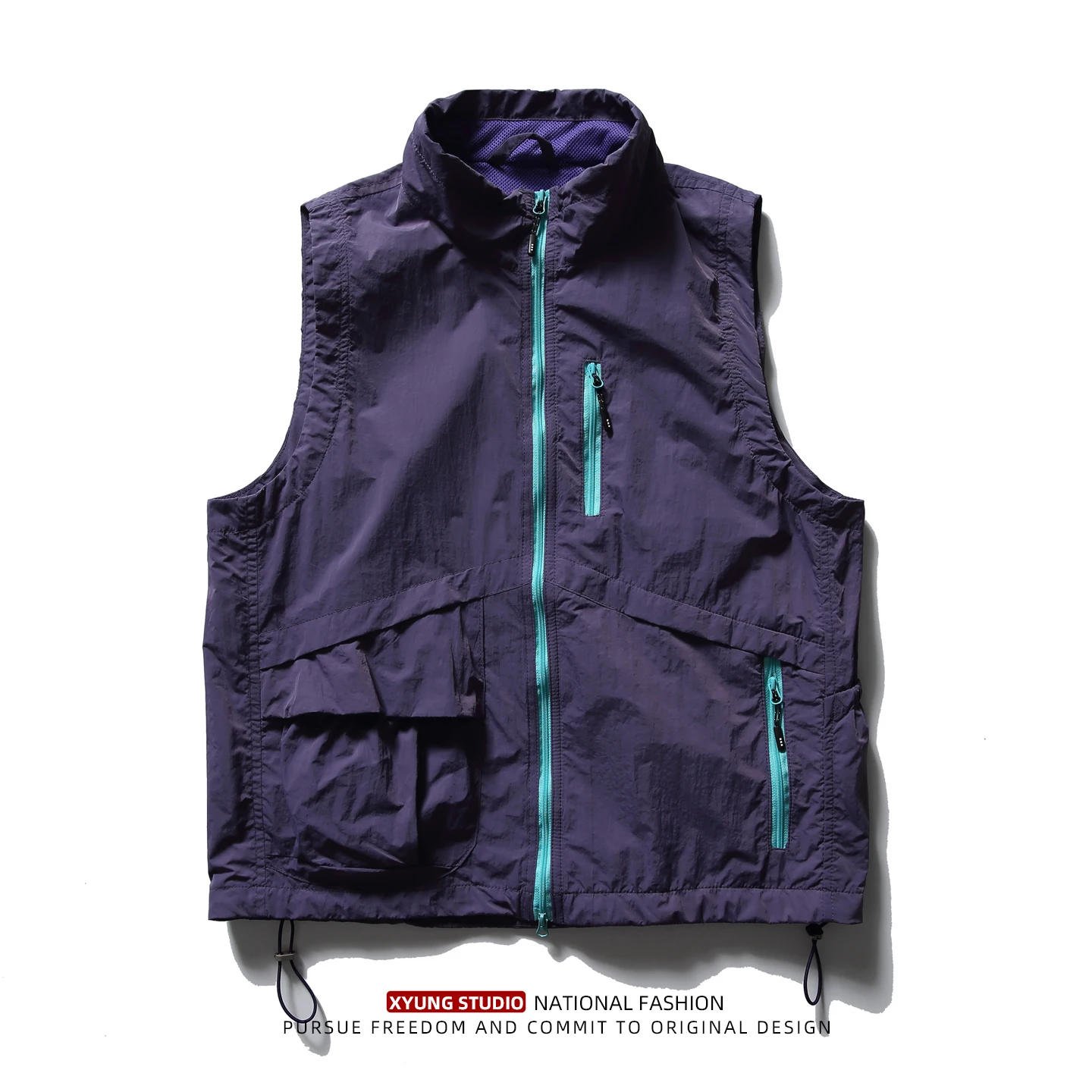 

Осенний новый американский ретро спецодежда, жилет, мужской свободный повседневный универсальный уличный байкерский жилет с плечами, модная молния, украшенная