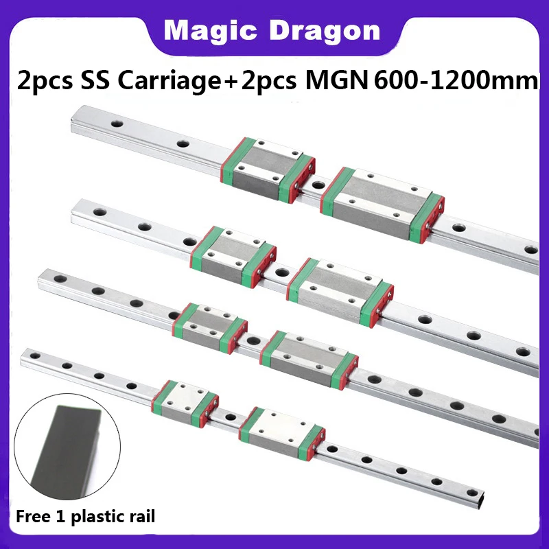 

2pcs MGN7 MGN12 MGN15 MGN9 L from 600mm to 1200mm miniature linear rail slide 2pcs MGN linear guide MGN carriage 3D Printer part