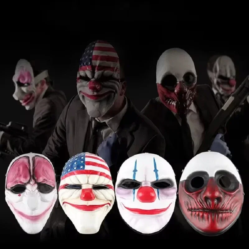 4pcs Wholesale PVC Halloween Mask Scary Clown Party Mask Payday 2 for Masquerade Cosplay Halloween Horrible Masks