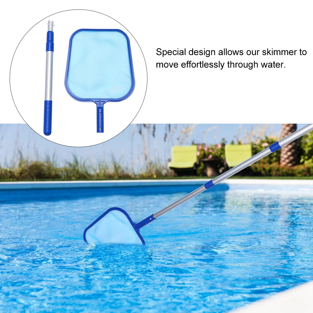 1 set Pool Net Mesh Leaf Skimmer Aluminum Handle For Swimming Pool Pond Fountain Cleaning Tool Lightweight Debris Rake