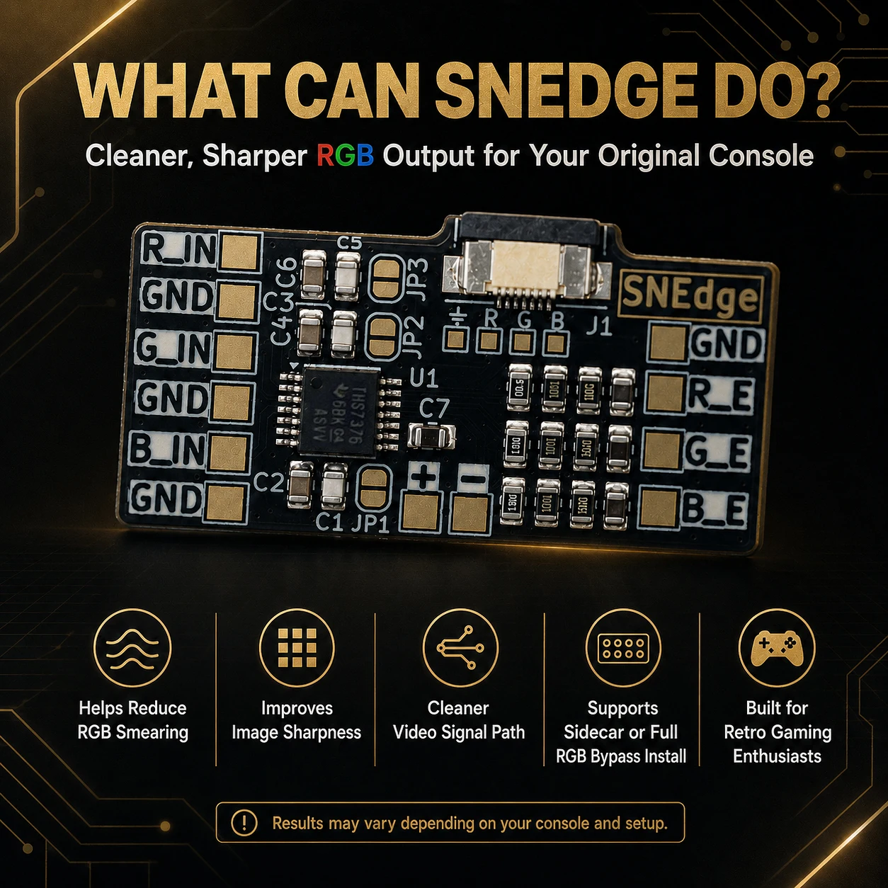 RGB Bypass Mod SNEdge Kit For Original 2-Chip Super Famicom SNES Console Video Signal Upgrade Board Reduce RGB Smearing