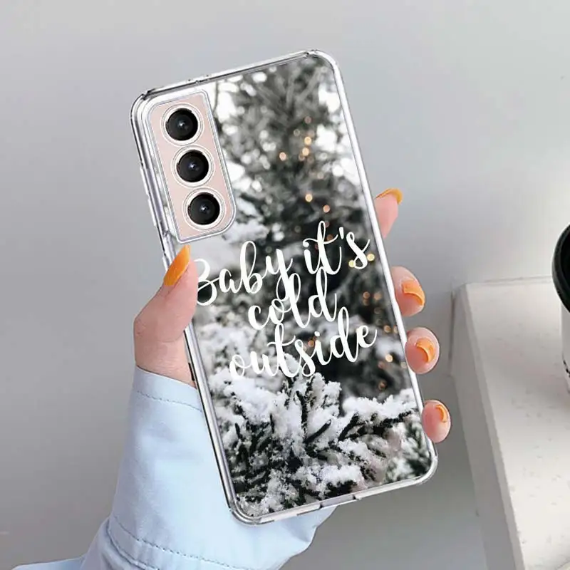 Cute Winter Snow Phone Case Shell for Samsung Galaxy S22 S23 S24 S25 Ultra S21 FE S20 Plus S10 + S25Edge Soft Pattern Coque Sams