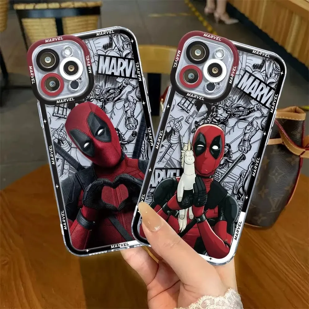 Интересный прозрачный силиконовый чехол Marvel Deadpool для Samsung Galaxy S24 S23 S22 Ultra S21 S20 FE Note 20 10 Plus A15 A25 A35 A55