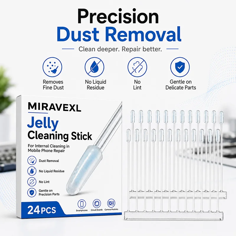 MIRAVEXL Precision Jelly Cleaning Swabs 24pcs, Lint-Free Dust Removal for Phone Repair, Circuit Board, PCB & Camera Cleaning