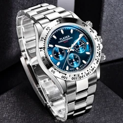 PLADEN Business Watch For Men Chronograph Waterproof Wristwatch Quartz Multifunctional Stainless Steel Relogio Masculino New