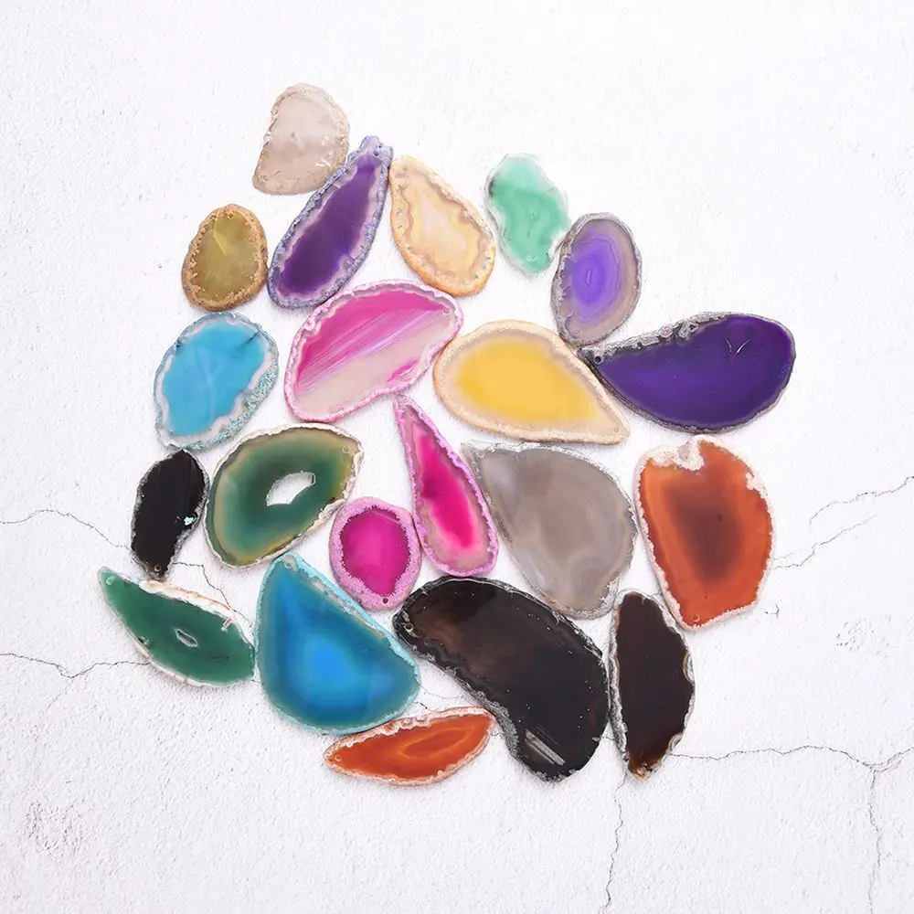 Polished Brazil Healing Slice Stone Home Decoration Jewelry Accessories Quartz Pendant DIY