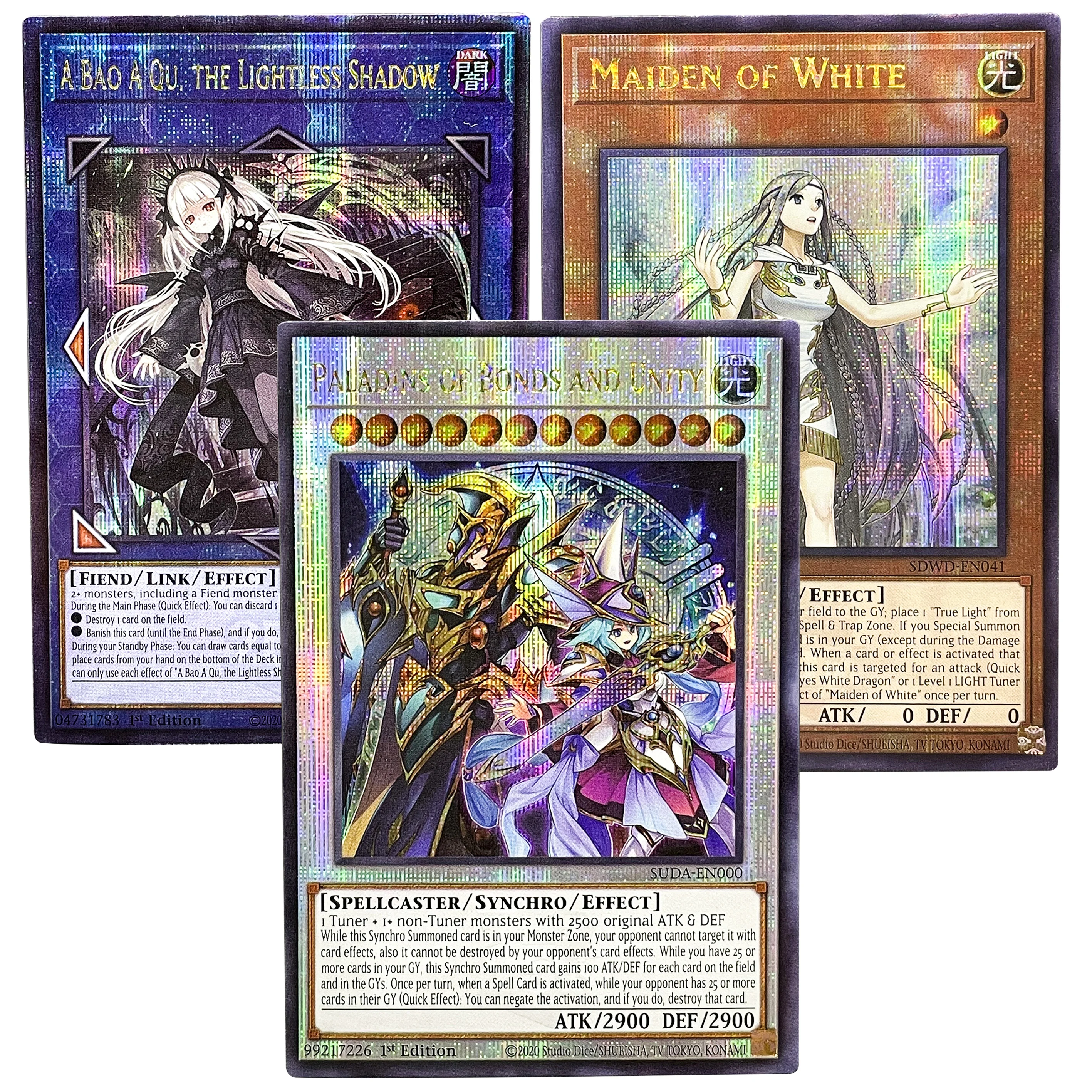 YuGiOh 25. Jubiläum QCSCR SUDA Serie Holografische Flash-Karten Maiden of White Paladins of Bonds TCG YGO Sammelkarte