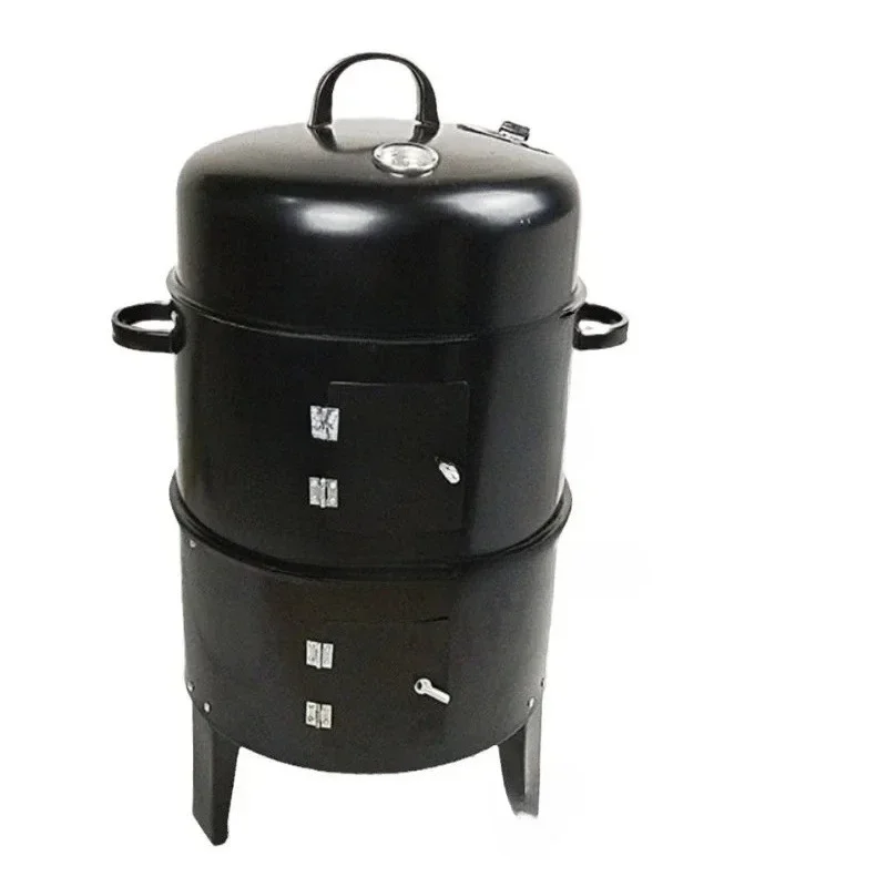 3 in 1 Multi Functional Smoking Stove Outdoor Home Barbecue Grill Barbecue Grill Wood Stove Stew Stove Oven Smoked Bacon