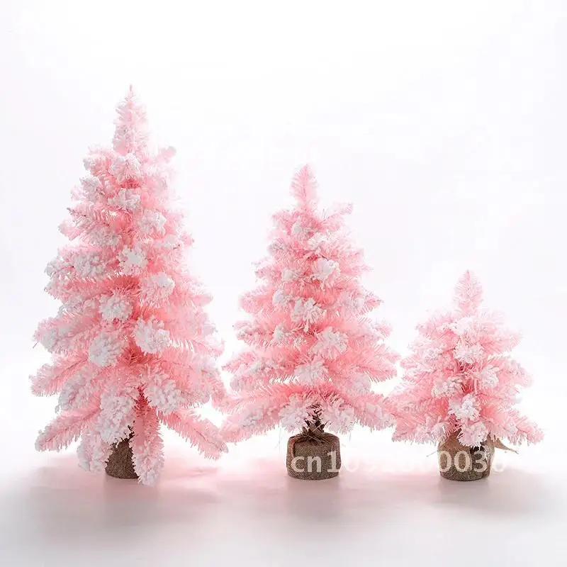 

Artificial Christmas Tree Tree Pink Desktop Flocking Xmas Pine Gift Christmas Light Window 60CM With Ornaments Decoration 2023