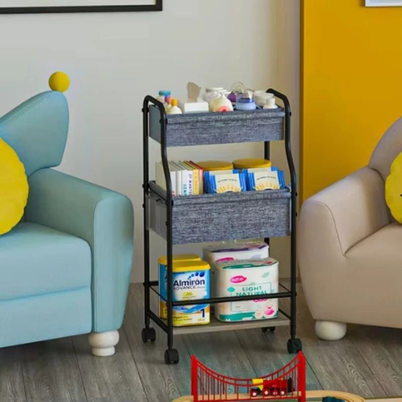 A*-Cross-border custom baby diaper cart baby diaper storage rack drug sundries rack with roller.