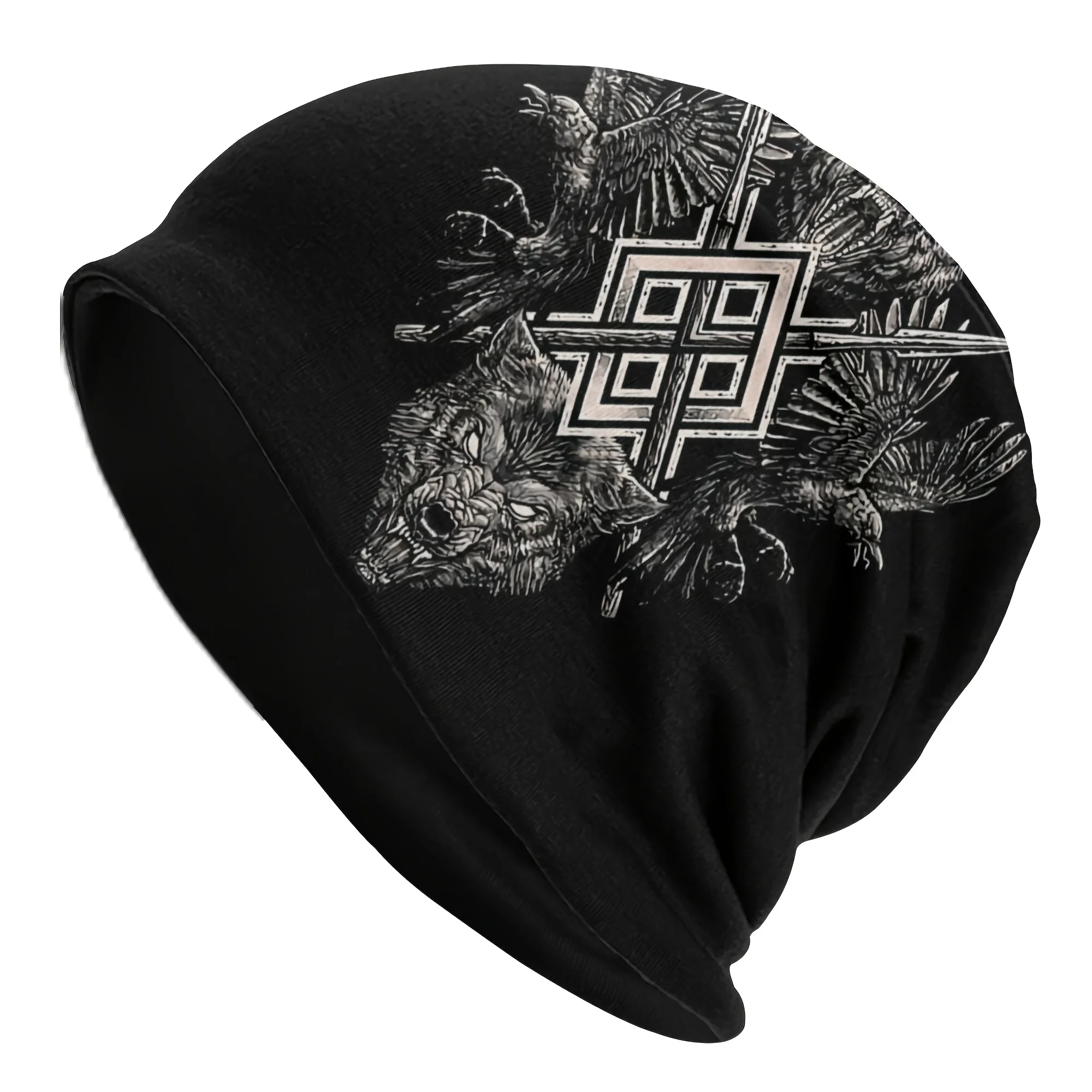 Customization Wild Wolf Beanie Hat - Elastic Wolf Print Suitable For, Lightweight Warm Winter Skull With Wolf, Hand Washable -Th