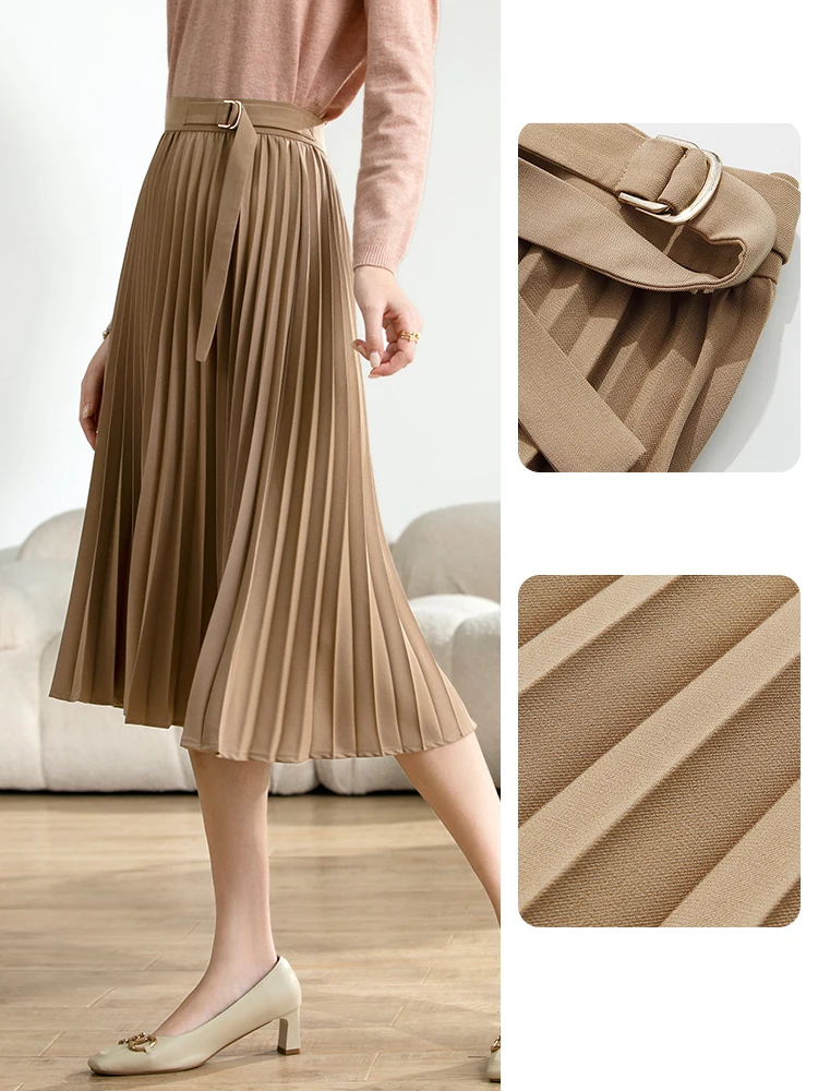 I BELIEVE YOU Pleated Skirt for Women Office Lady Slim High Waist A-line Skirts Fashion Elegant Female Bottoms 2223024636