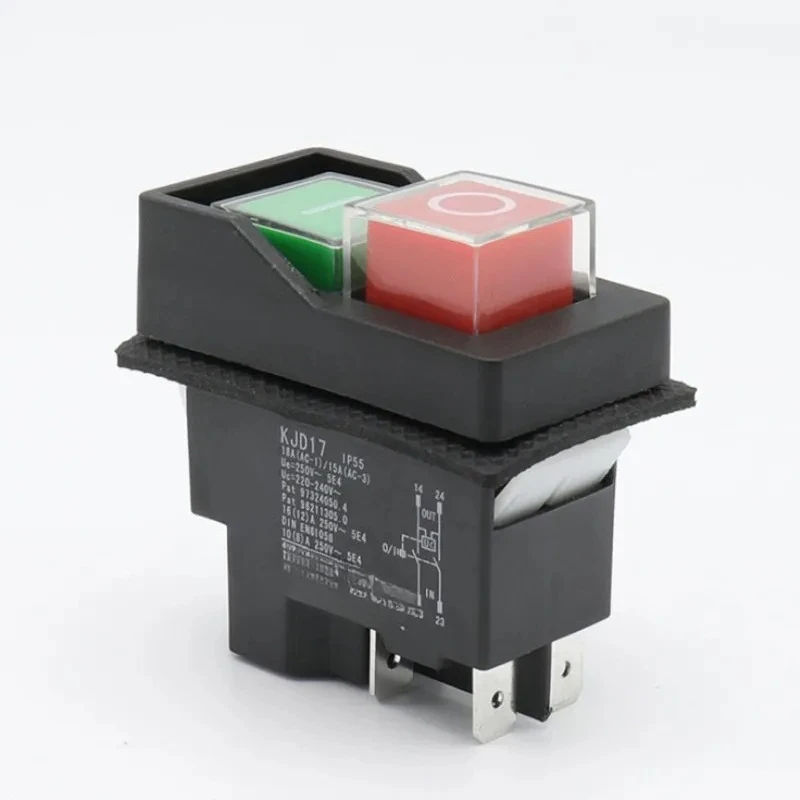 KJD17 IP55 Waterproof Push Button Electromagnetic switch 4 Pin AC250V 16A MagnetIc Starter Power Tool Safety Switches for Machin