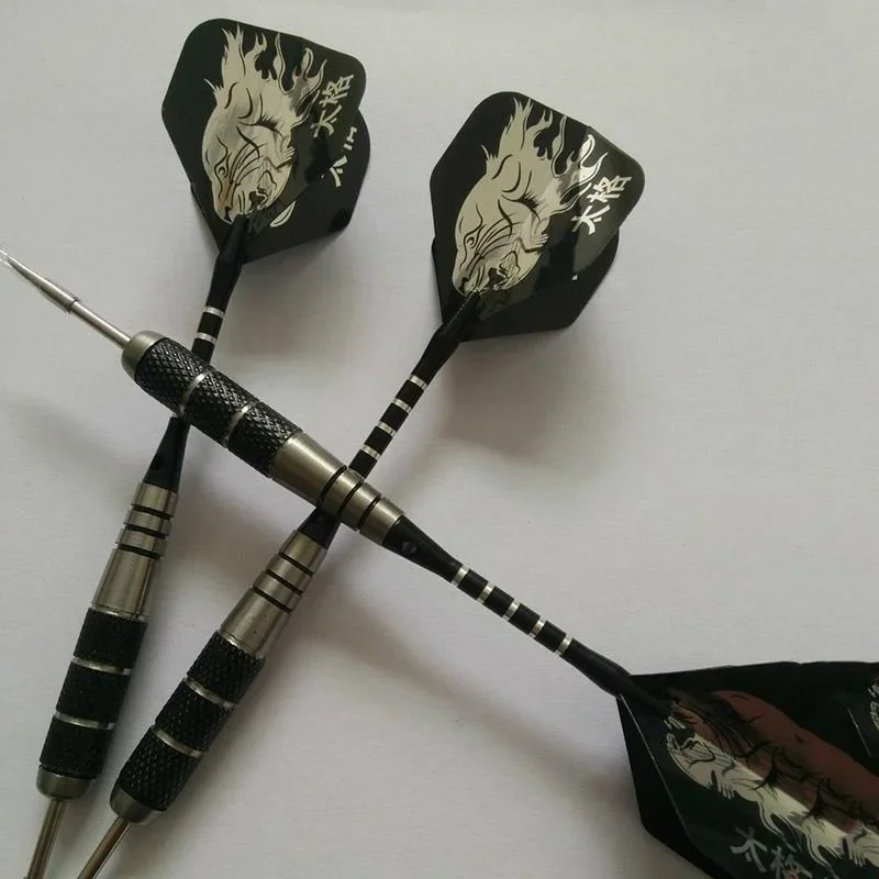 1 piece  22g Stainless Iron All Metal Carved Aluminum Alloy Dart Needle with 5-line Aluminum Rod Flying Needle Random Color