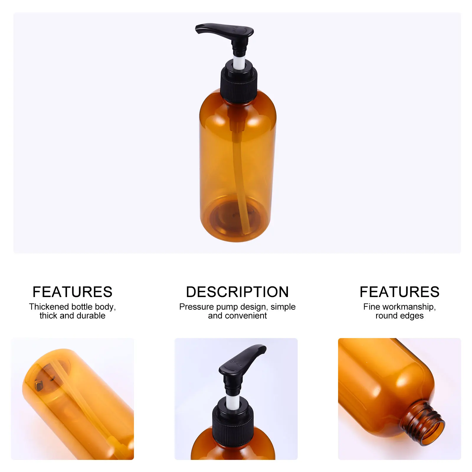 

6pcs 300Ml Lotion Press Bottles Travel Emulsion Bottle Refillable Sub Packaging Container For Shampoo Essential Oil Dispenser
