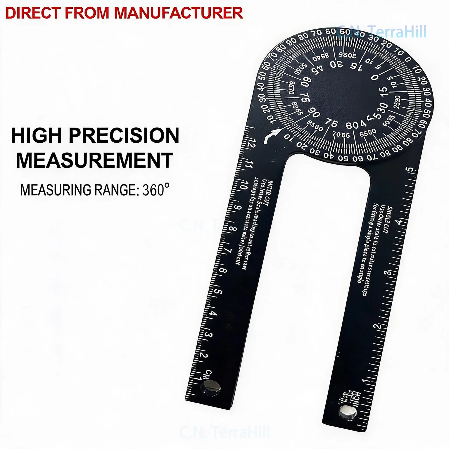 Aluminum Alloy 360 Degree Protractor Ruler, High Precision Multifunctional Angle Finder for Woodworking, Horizontal Level