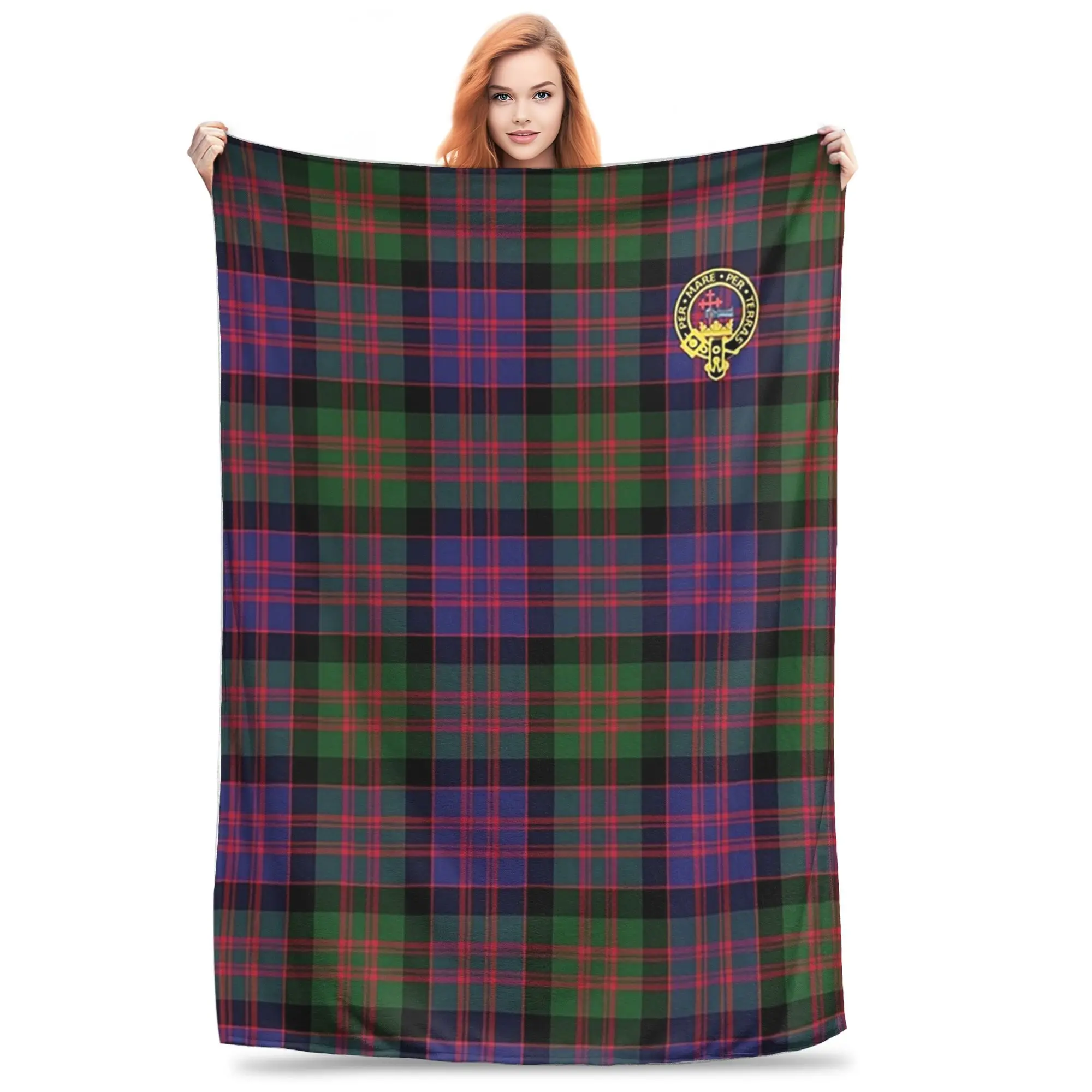 The McDonald and MacDonald Clan tartan with badge by Faelee Blanket Soft Warm Flannel Throw Blanket Bedding Bed Picnic Travel