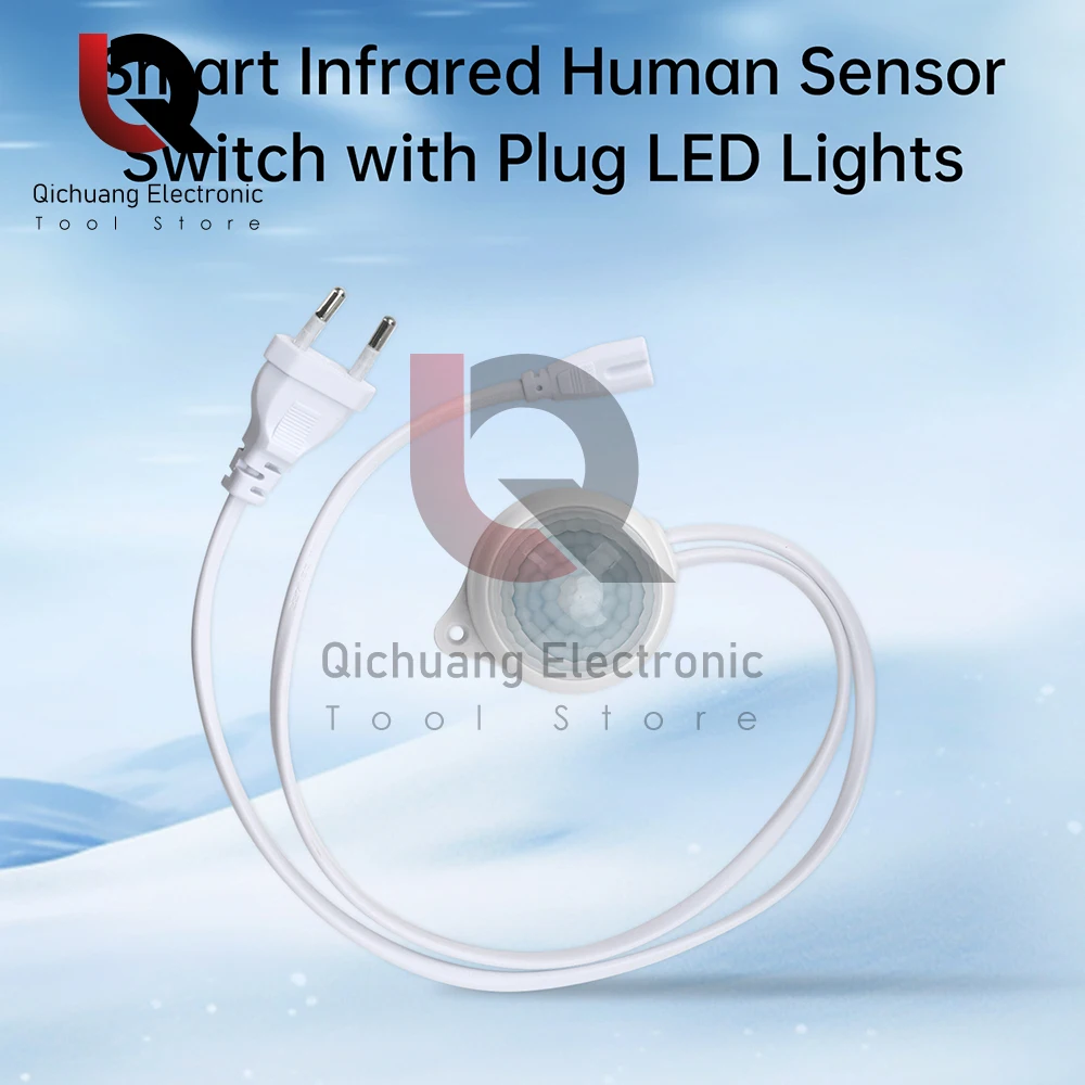 AC 220V Universal Electric Fan Sensor Plug LED Light Intelligent Infrared Human Body Mobile Sensing Switch No Wiring Required