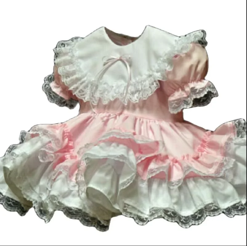 

Sissy Baby Maid Mini Dress Cosplay Costume Custom Multi White Blue
