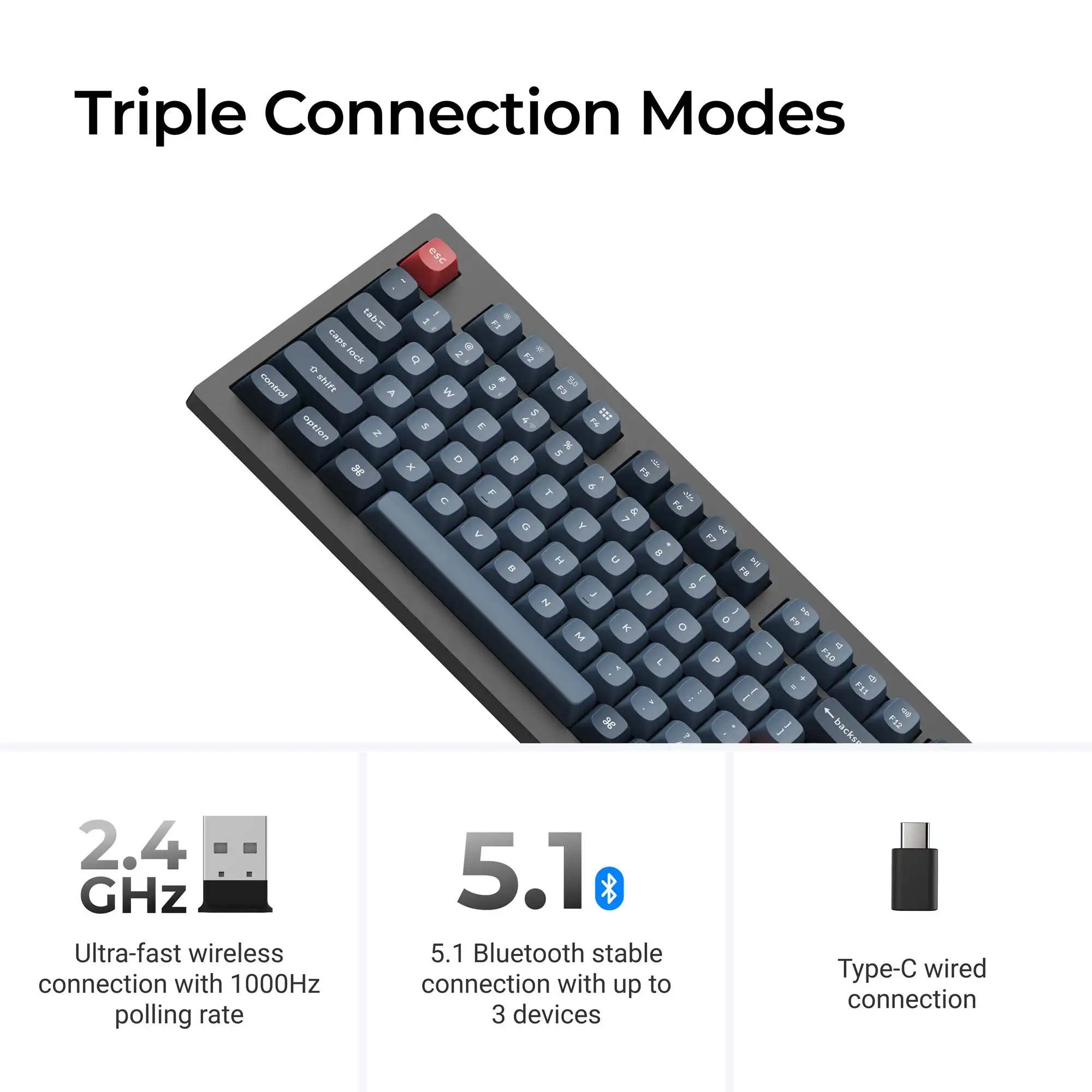 Keychron V5 Max QMK/VIA Wireless Custom Mechanical Keyboard RGB Backlight Gateron Jupiter Switch Double-shot PBT Keycaps