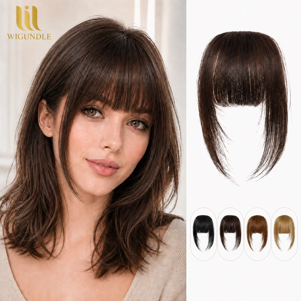 20g High Temperature Fiber Clip In Blunt Bangs Hairpiece 5 Colors Straight Fringe Synthetic Hair Extensions for Women Daily Wear