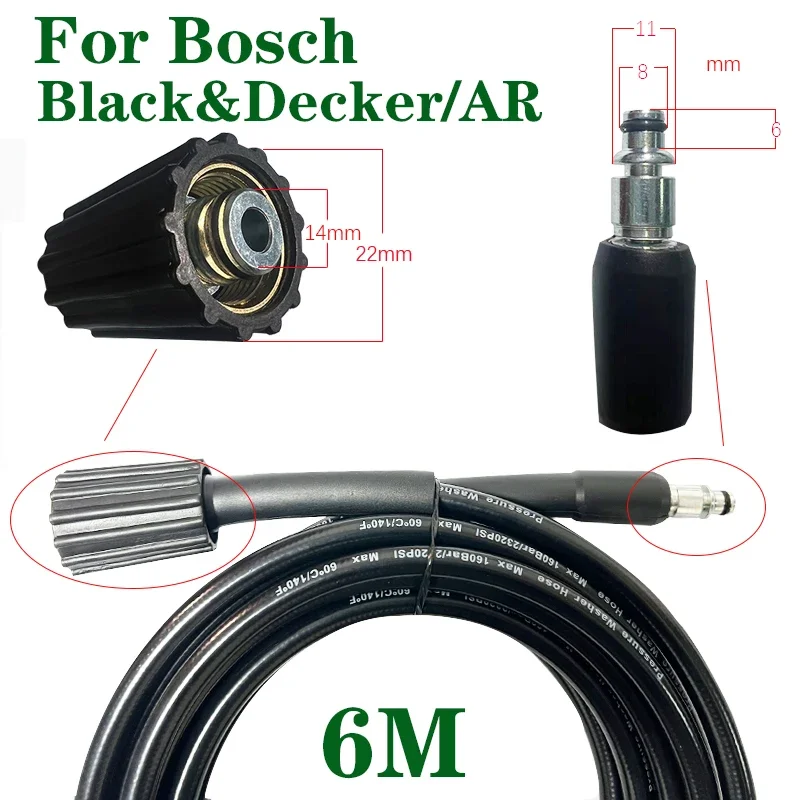 high quality High Pressure Water Cleaning 6m Hose Pipe Spray Gun Tools For r Bosch Black & Decker Makita