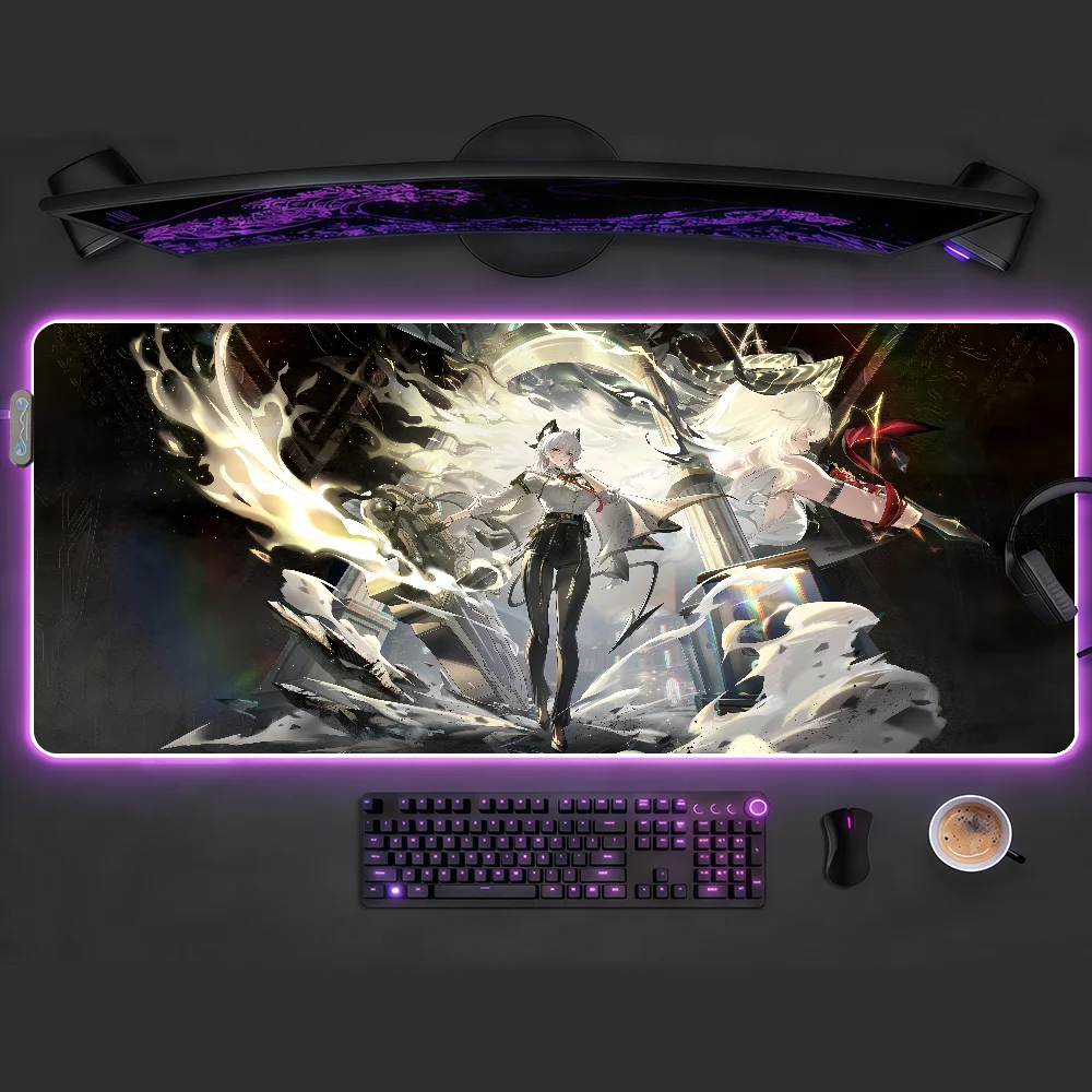 

Wuthering Waves Zani Mouse Pad RGB LED Non-slip Desk Mat Rubber Gaming Accessories Large XXL Computer Office Keyboard Carpet