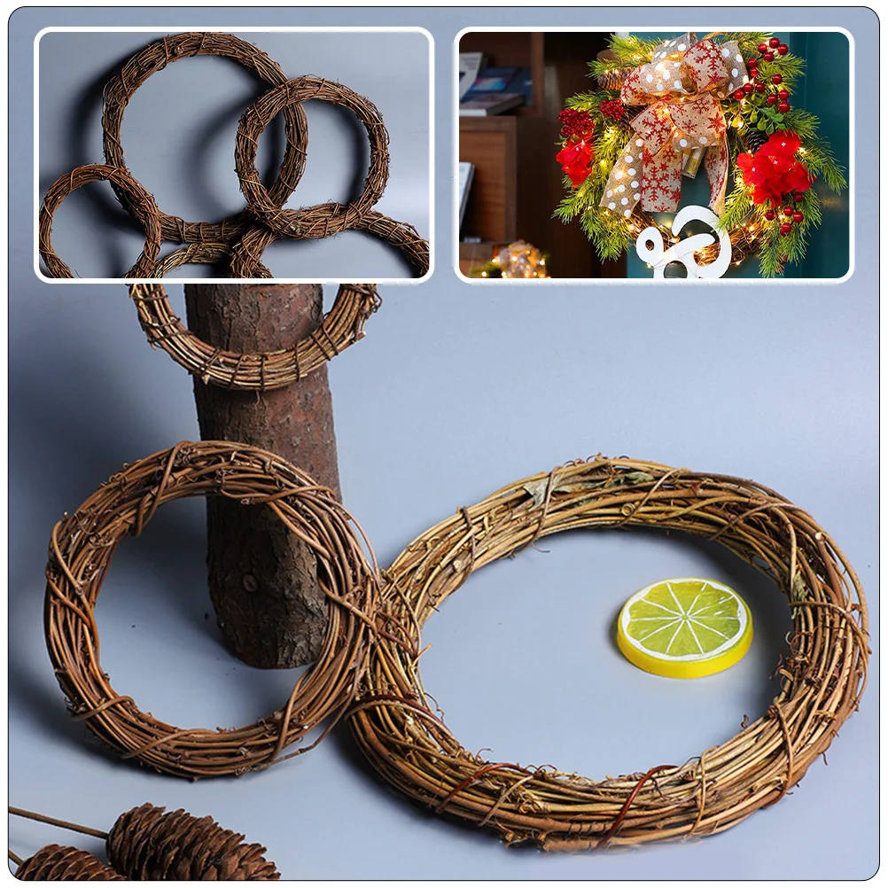 

2Pcs DIY Wreath Rattan Frames Round Garland Hoops for Christmas Easter Thanksgiving Halloween Party Decoration