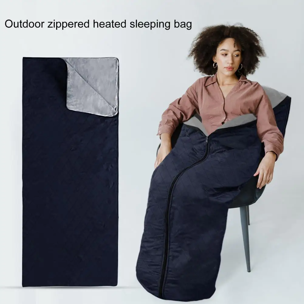 USB Charging Heating Sleeping Bag Electric Sleeping Bag Double-ended Zipper Windproof Foldable Elastic Band Heating Sleeping Bag