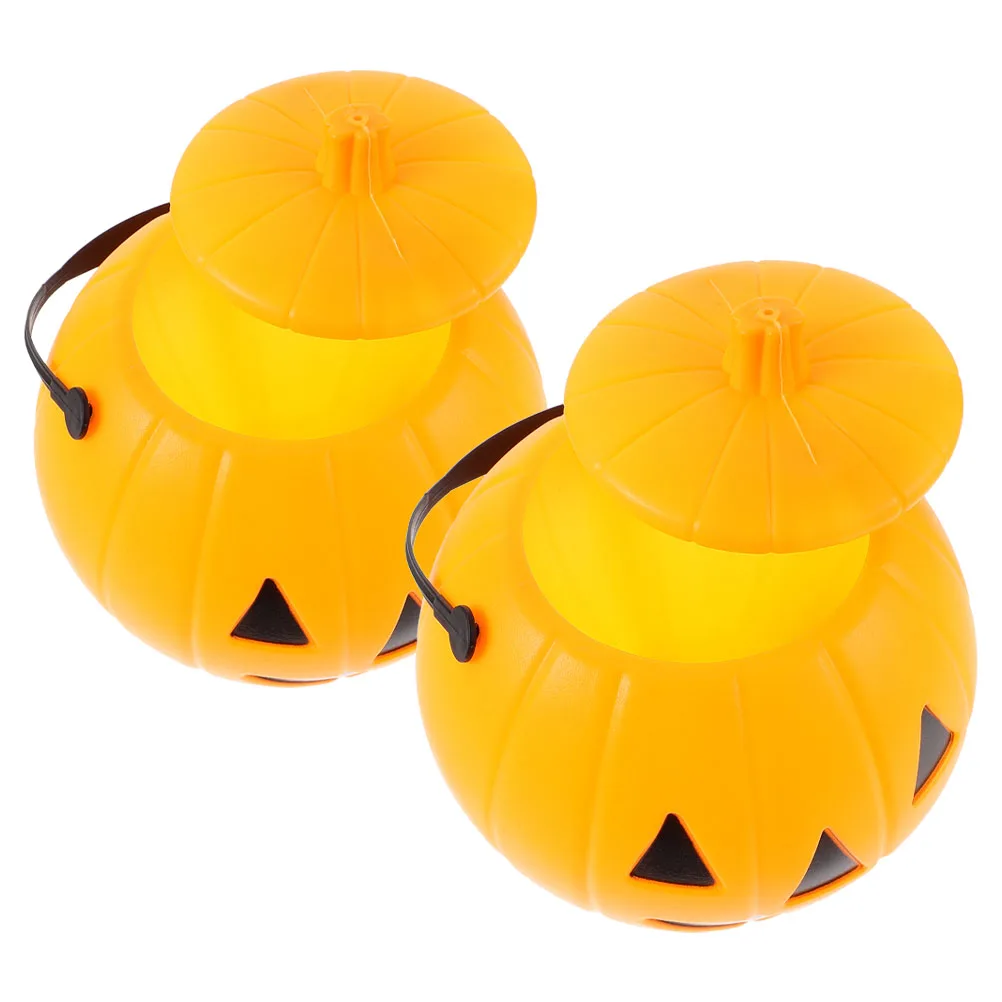 

2 Pcs Pumpkin Bucket Candy Jar Halloween Decor Buckets Bags Creative Containers