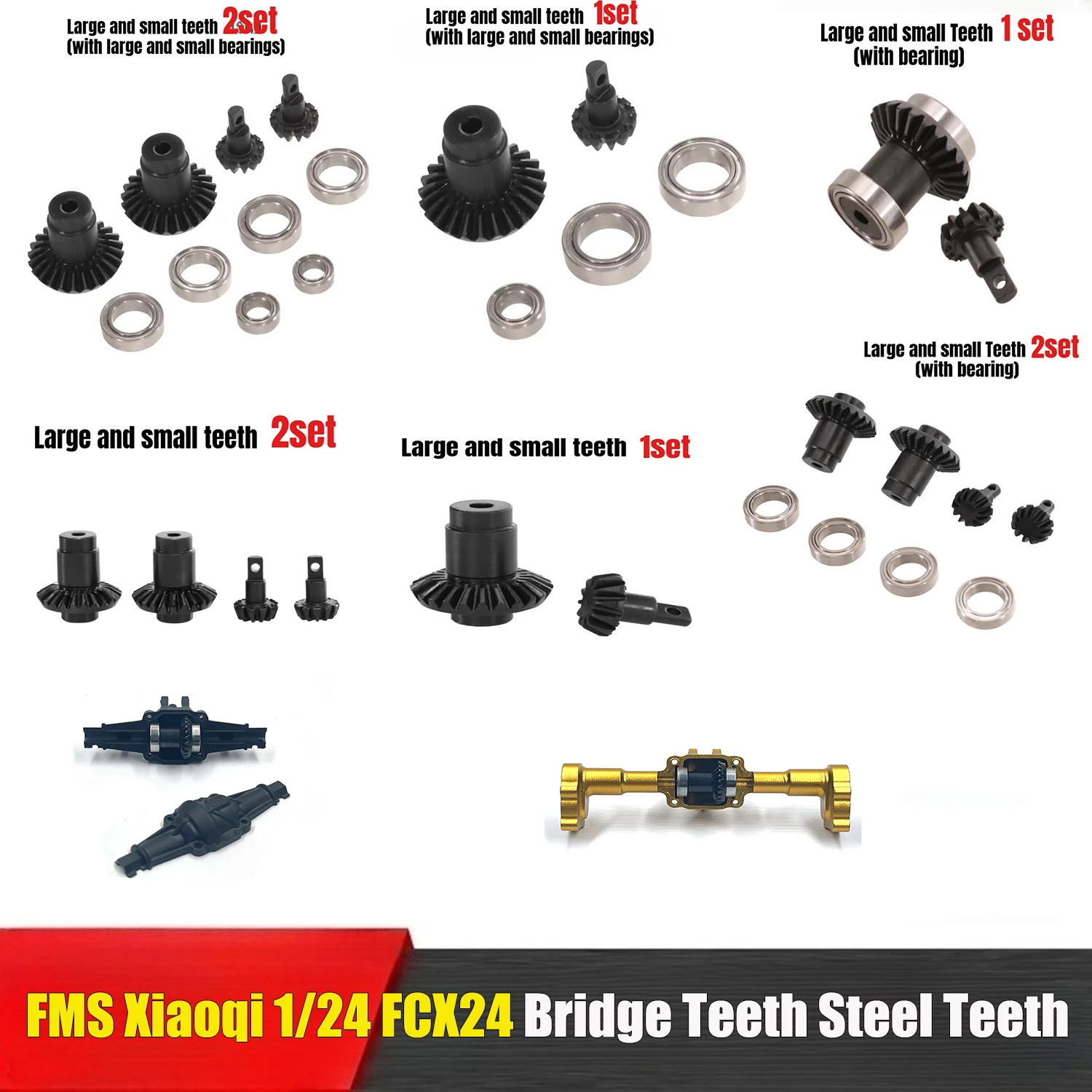 FMS Xiaoqi 1/24 FCX24 RC Remote Control Car Parts Climbing Car Metal Gear Component Upgrade Part Bridge Teeth Steel Teeth