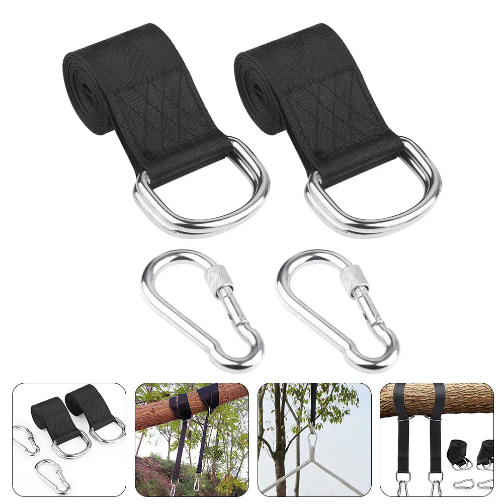 

Комплект для уличных качелей: веревка-подвес для деревьев, сверхпрочный нейлоновый трос с карабинами из нержавеющей стали, регулируемый гамак для кемпинга