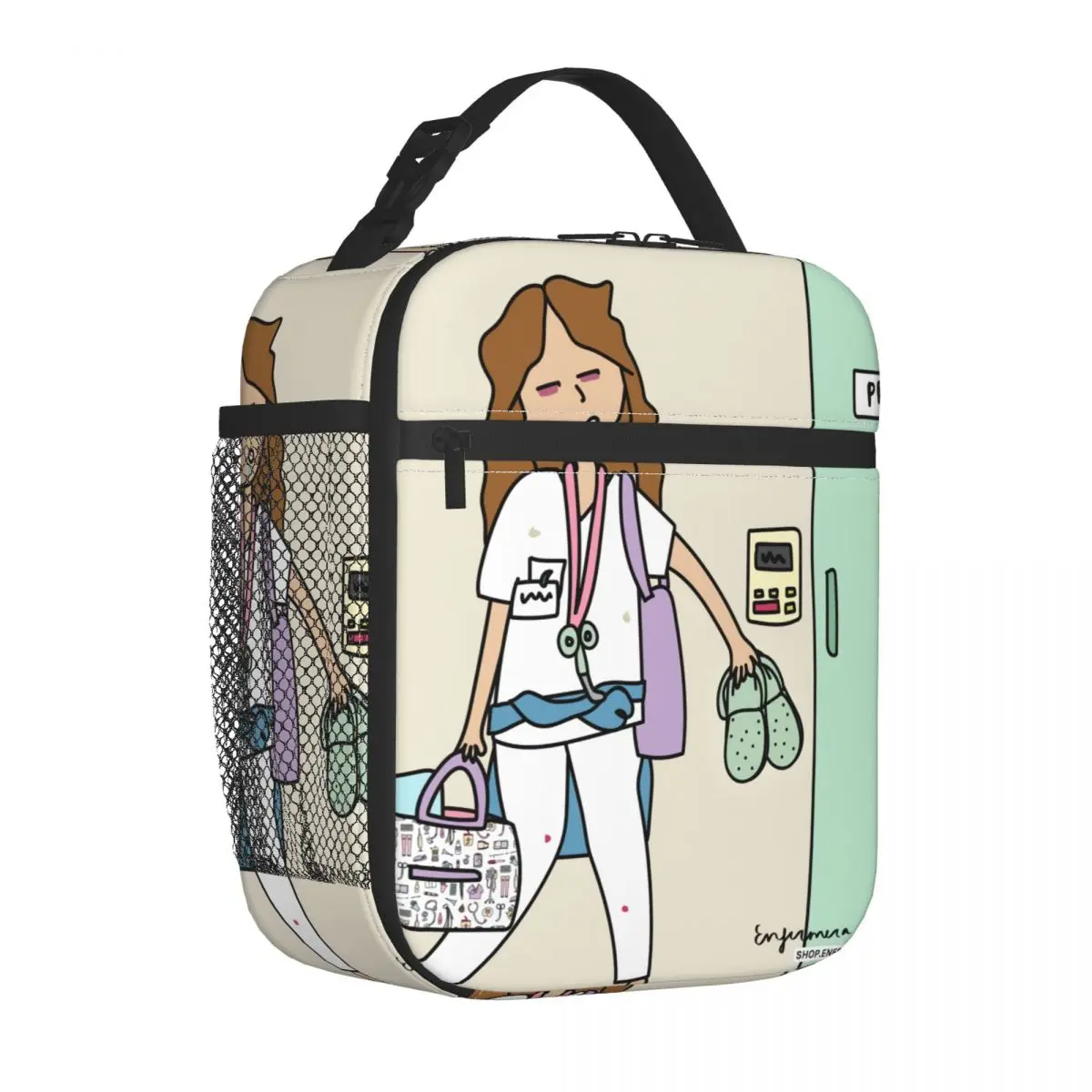 Custom Enfermera En Apuros Doctor Nurse Medical Health Lunch Bag Women Thermal Cooler Insulated Lunch Boxes for Children School