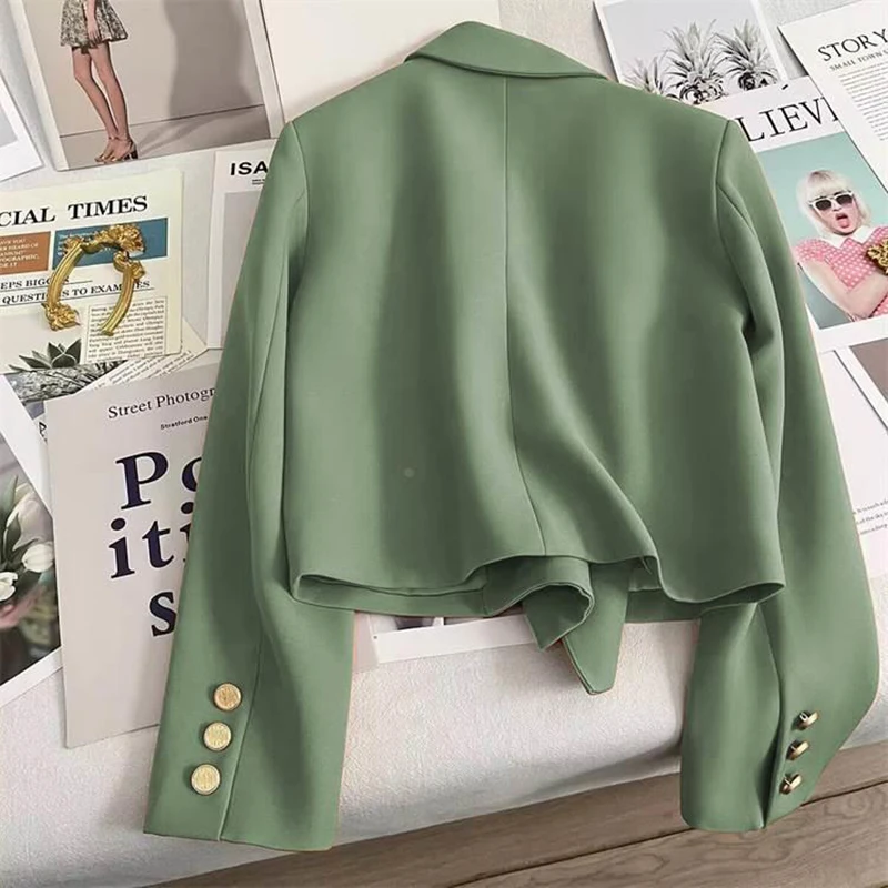 2024 Women's spring Blazers Coats Y2K Korean Slim Fashion Suits Female Long Sleeve Jackets Office short Clothing Casual Outwear