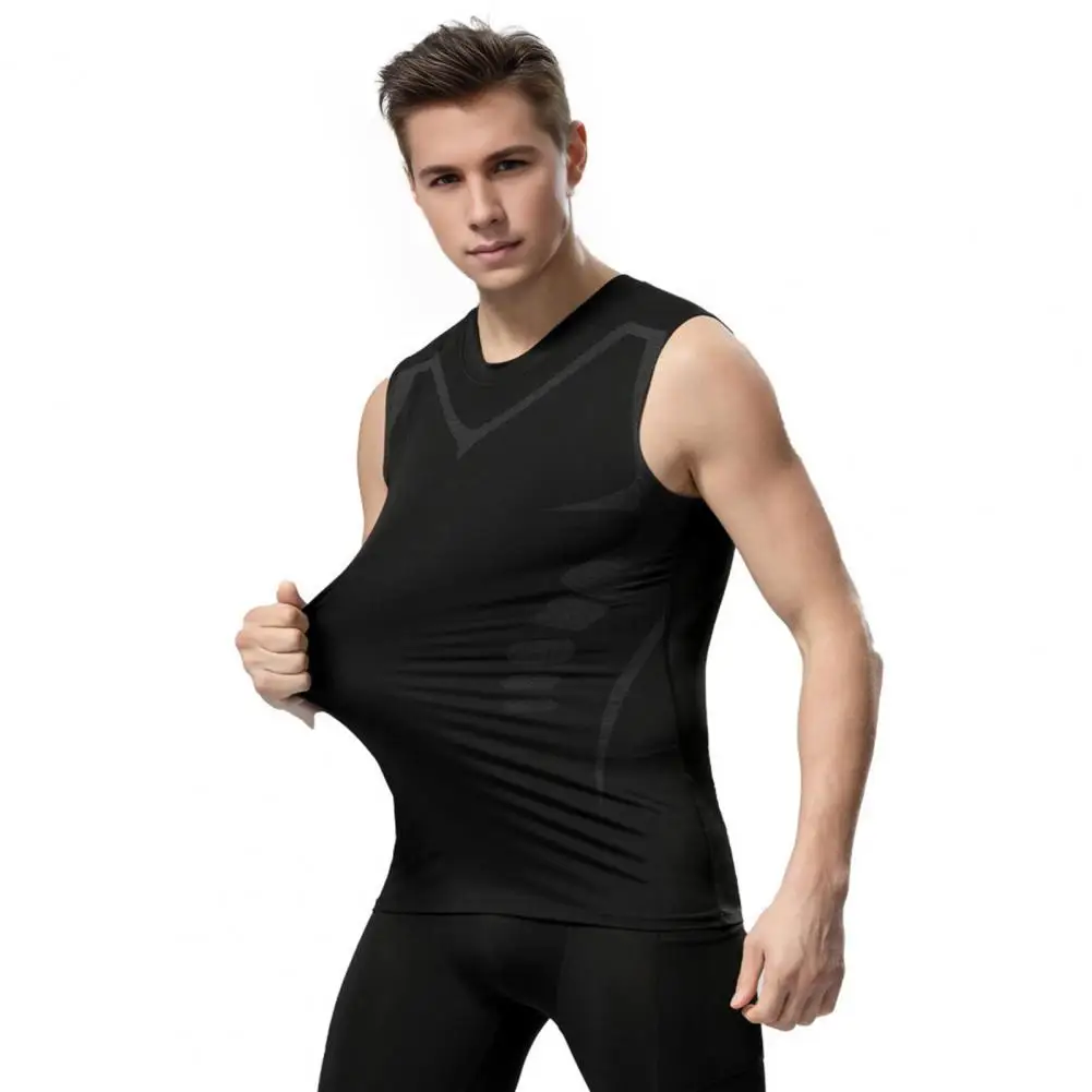 

Core Sculpting Vest Men's High Elasticity Slim Fit Sport Vest Set for Gym Running Quick-drying Compression Tank for Basketball