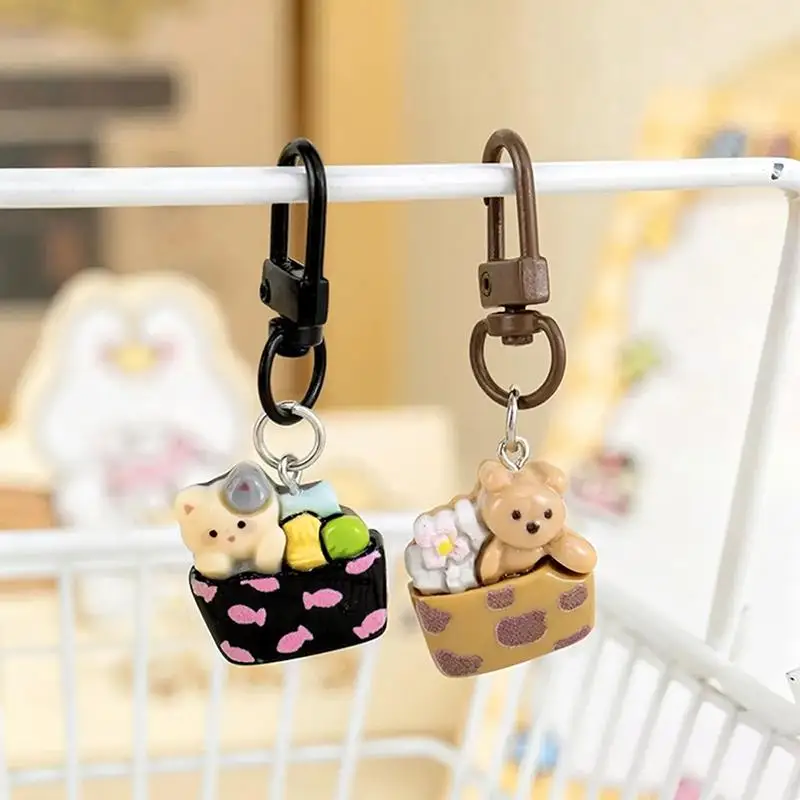 Cute Cartoon Animal Keychain For Keys And Accessories Cute Resin Animal Box Keychain DIY Bag Charm Girly Key Ring