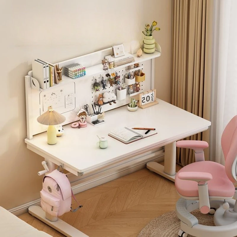 

School writing desk and chair set combination, solid wood primary school students' home bedroom can be lifted and lowered