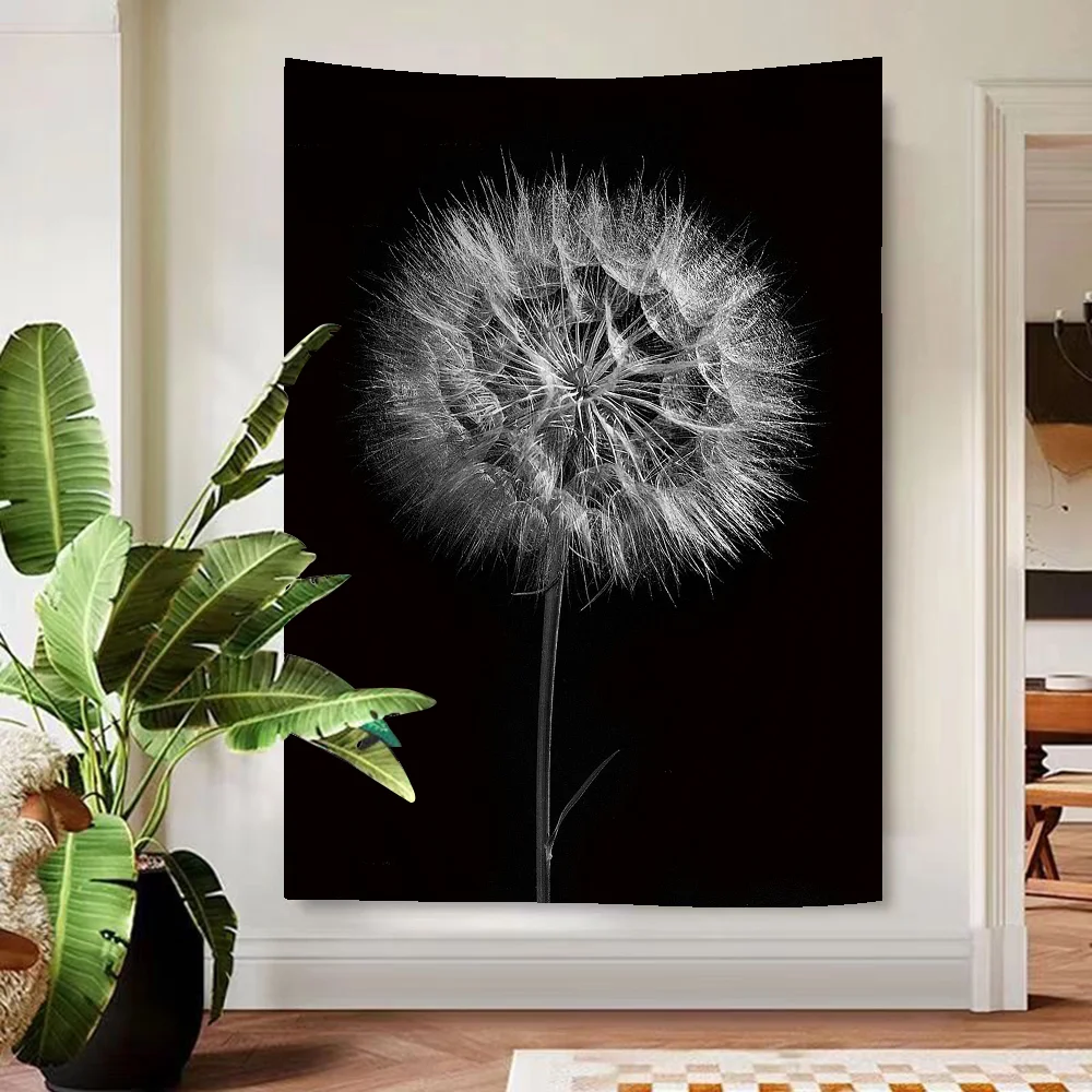 Black And White Plant Colorful Tapestry Wall Hanging Hippie Flower Wall Carpets Dorm Decor Wall Art Decor