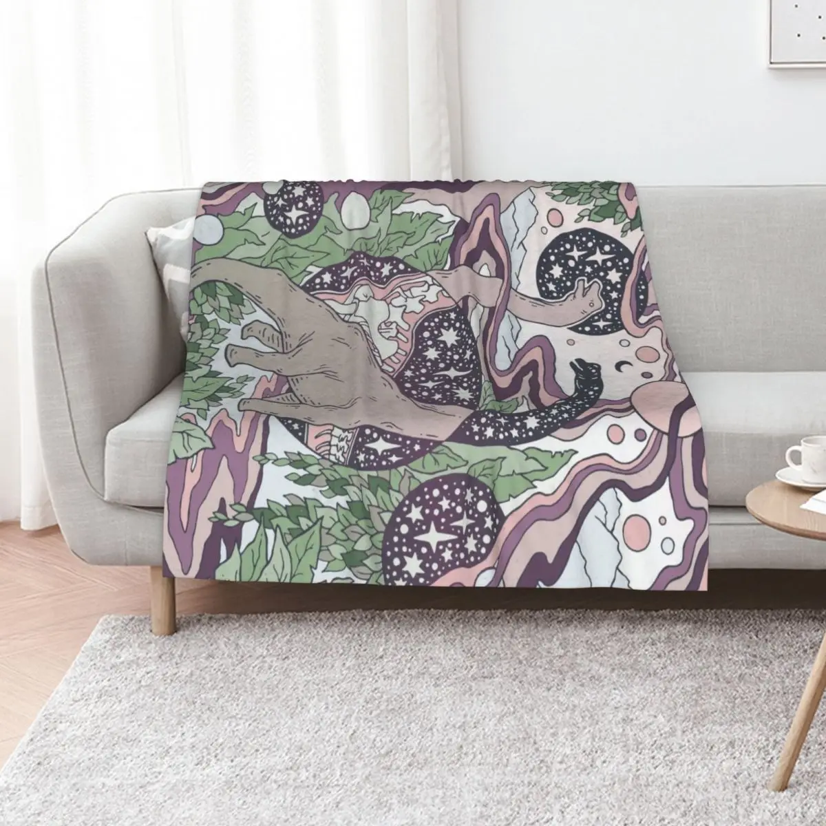 Jurassic Portal | Purple Haze Palette | Dinosaur Science Fiction Art Throw Blanket Comforter Luxury Blankets