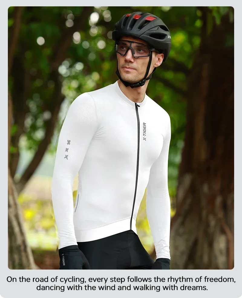 X-TIGER Radtrikot mit langen Ärmeln und Reißverschluss, Sport-Radtrikot für Herren, professionelle, figurbetonte Fahrradbekleidung, Herren-Radtrikot. – Detail 16