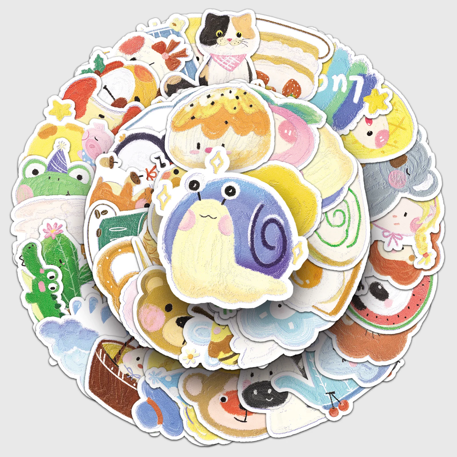 50pc Oil Painting Series Cartoon Cute Graffiti Stickers Suitcase Laptop Guitar Skateboard Personalized Decoration Stickers