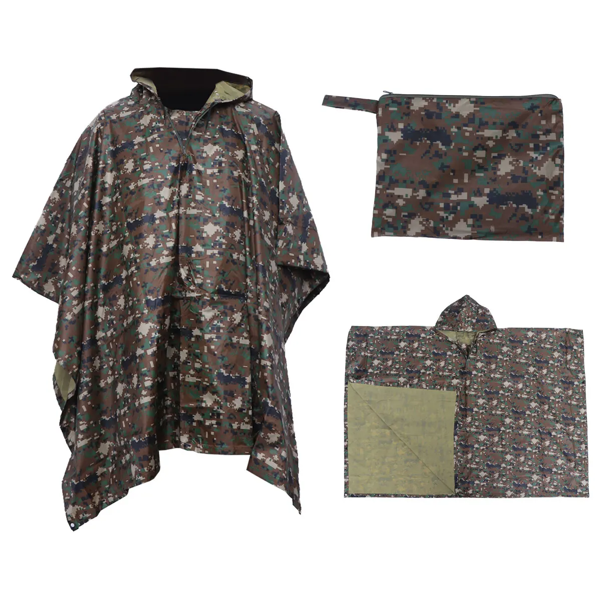 

Camouflage Raincoat Cloak Waterproof Multifunction Adults Man Suit Hiking Fishing Hunting Outdoor Activities Poncho Tent Mat