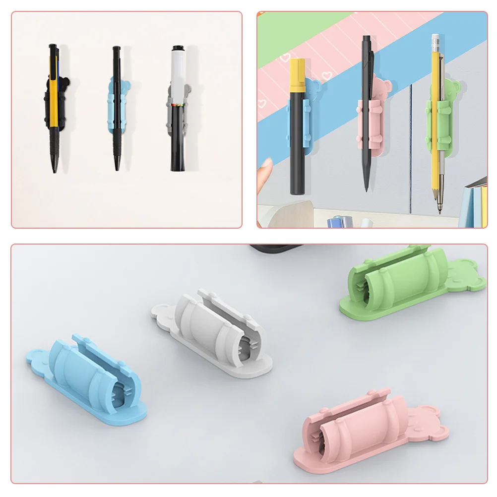 

6Pcs Adhesive Pen Holder Clip Silicone Multiuse Mounting Buckle for Desk Calendar Whiteboard Pencil Storage School Office Tools