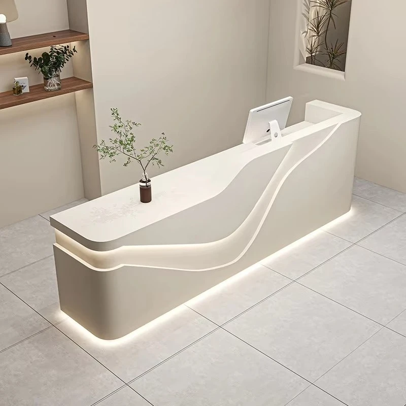 &c Hot Sale Beauty Salon Reception Desk Modern Design Luxury Led Large Spa Hotel Hospital Desk Furniture Reception Desk