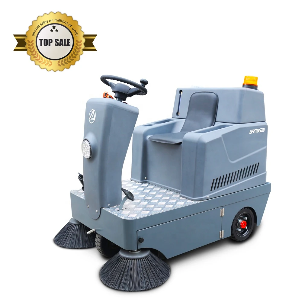 industrial street sweeper cleaning machine battery electric ride on road vacuum floor sweeper